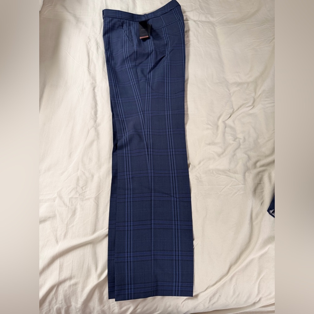 Banana Republic Navy Blue Plaid Trousers